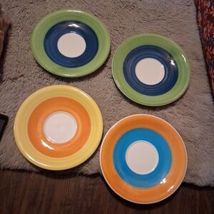 Set Of 3 Tre Ci Hand painted In Italy Multi-Colors 7.5 Inch Plates X4